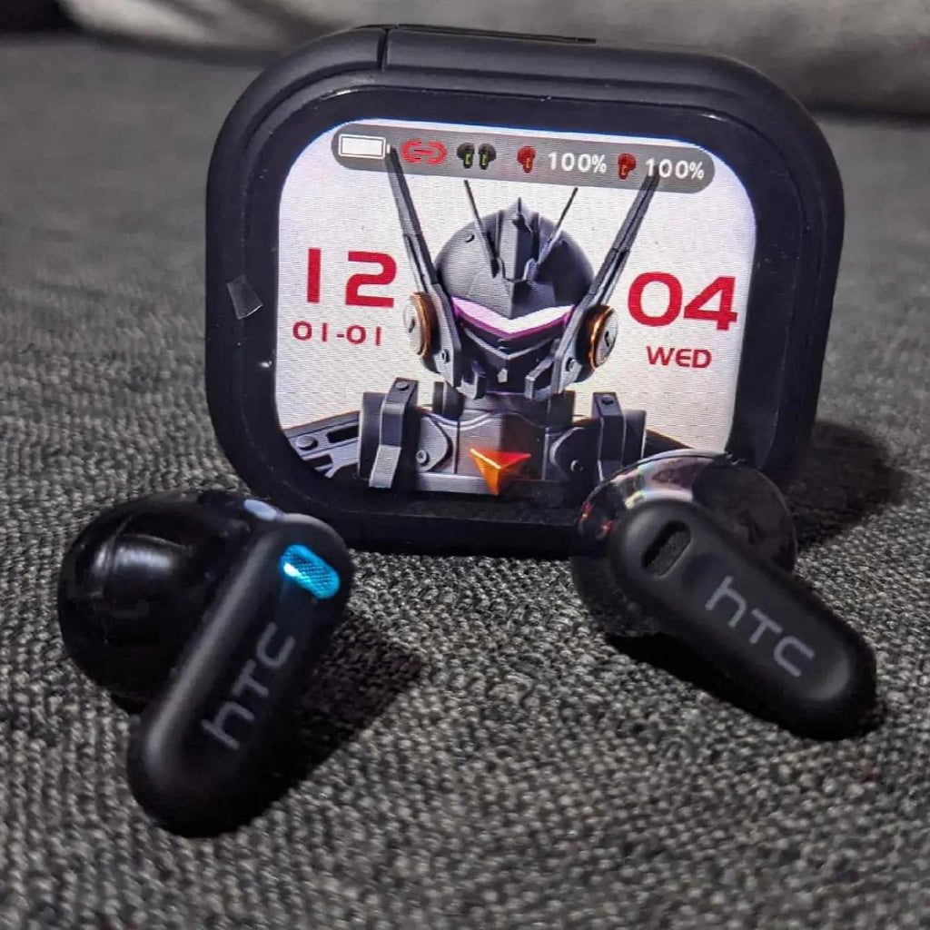 HTC NE20 – Écouteurs Gaming Bluetooth 6.0 avec Écran LCD Tactile & IA Intégrée
