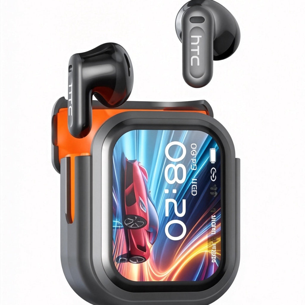 HTC NE20 – Écouteurs Gaming Bluetooth 6.0 avec Écran LCD Tactile & IA Intégrée