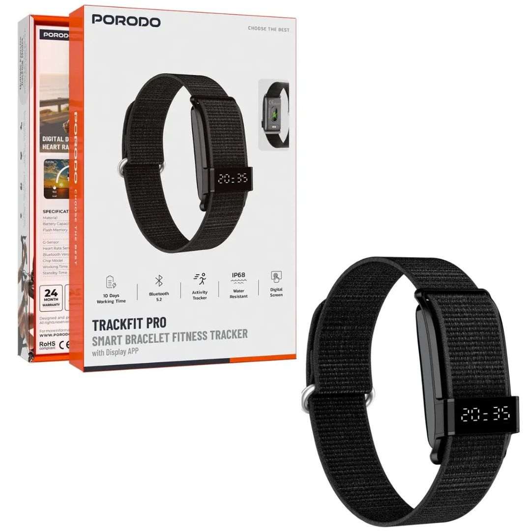 PORODO TRACKFIT PRO – Bracelet Connecté Bluetooth 5.2 IP68 avec Autonomie 10 Jours