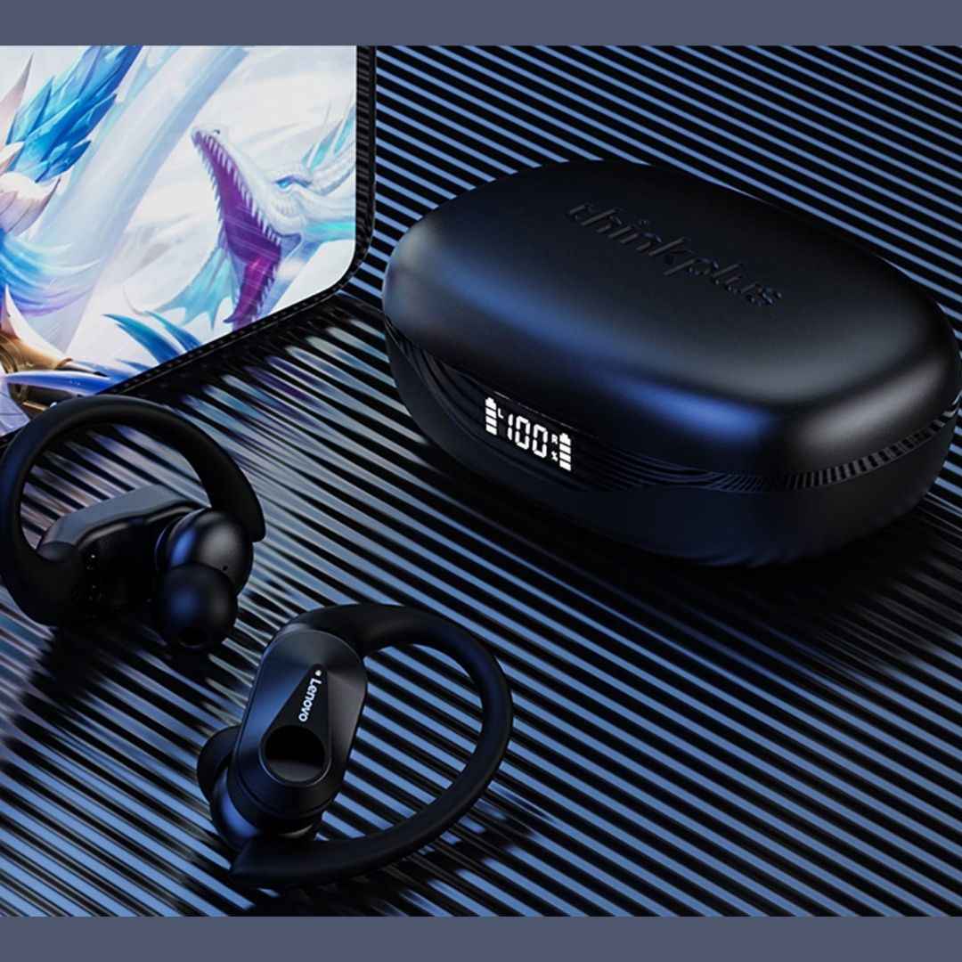 Lenovo ThinkPlus LP75 – Écouteurs Bluetooth 5.3 Sport avec Écran LED