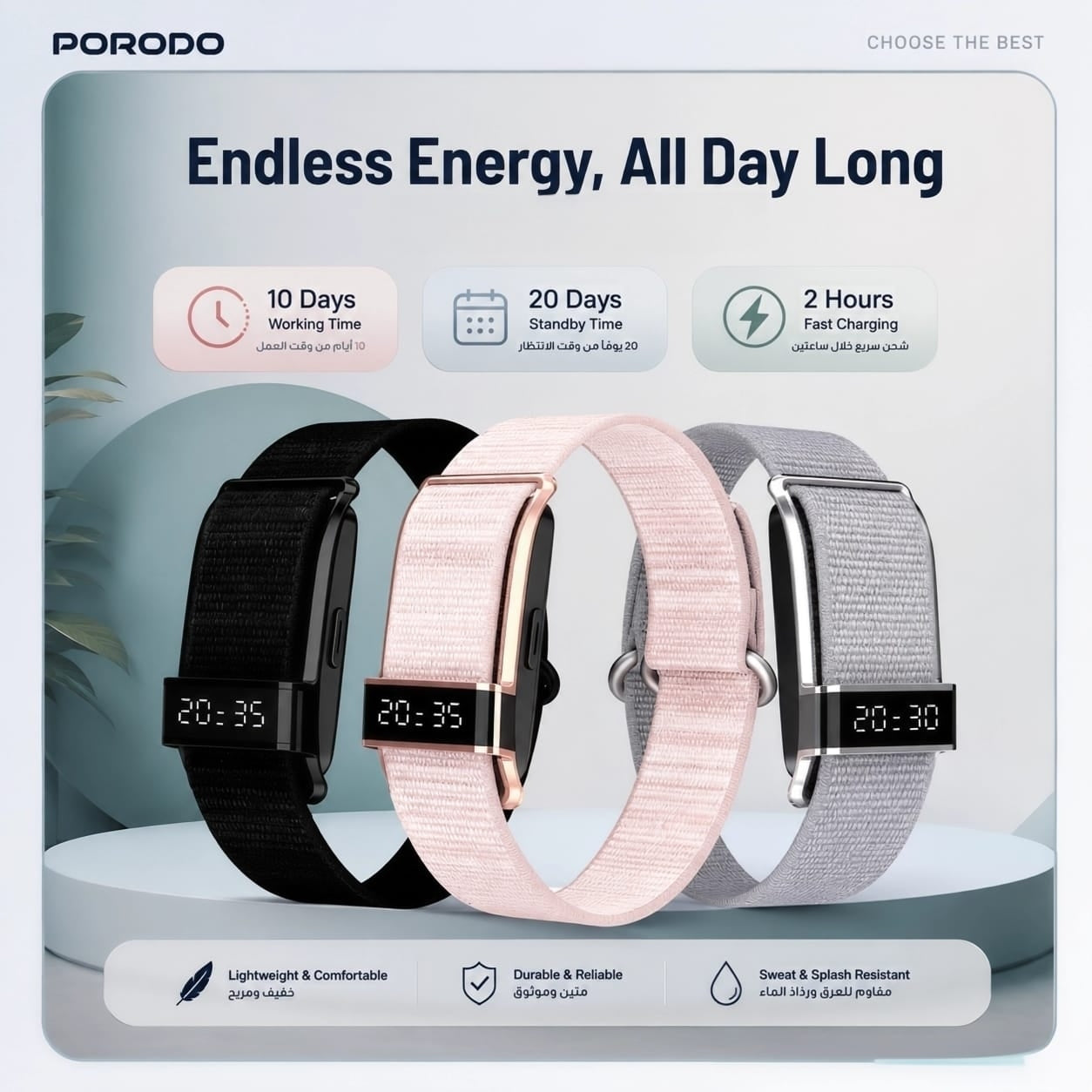 PORODO TRACKFIT PRO – Bracelet Connecté Bluetooth 5.2 IP68 avec Autonomie 10 Jours