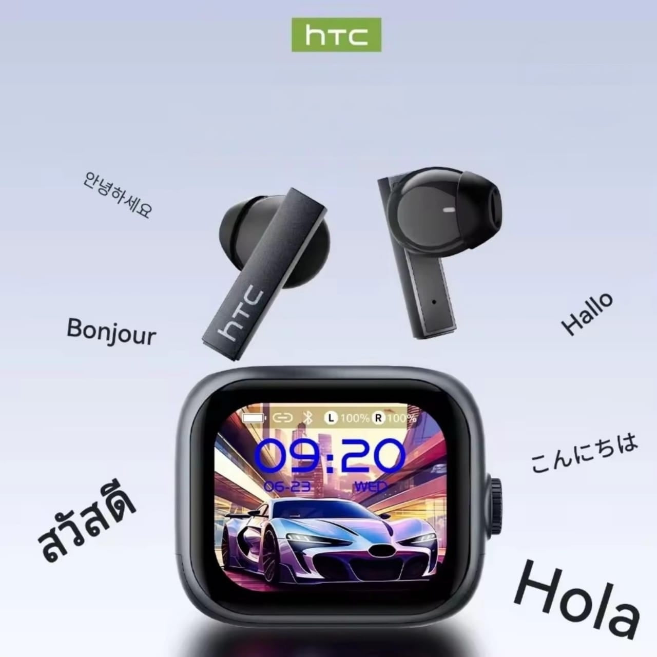 HTC NE40 – Écouteurs Bluetooth 6.0 avec Traduction IA, Écran LED & Réduction de Bruit
