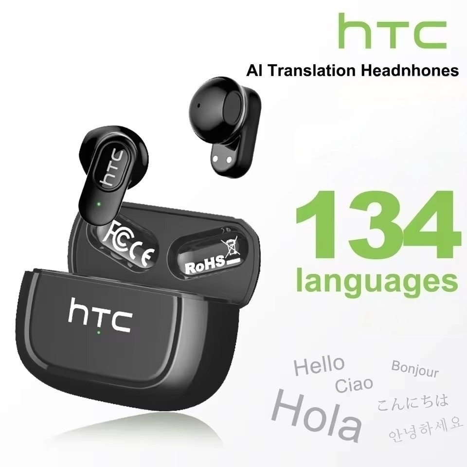 HTC NE51 – Écouteurs Bluetooth 6.0 avec Traduction IA 135+ Langues