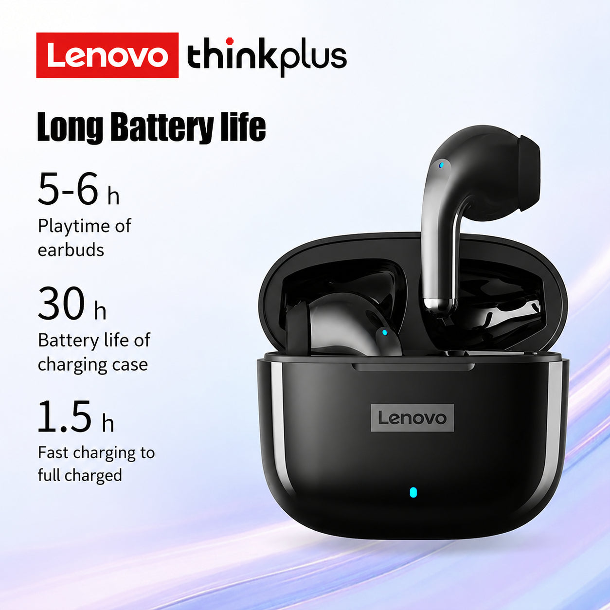Lenovo LP40 Pro – Écouteurs Sans Fil Bluetooth 5.1 , Dual Micro , IPX5 , USB-C