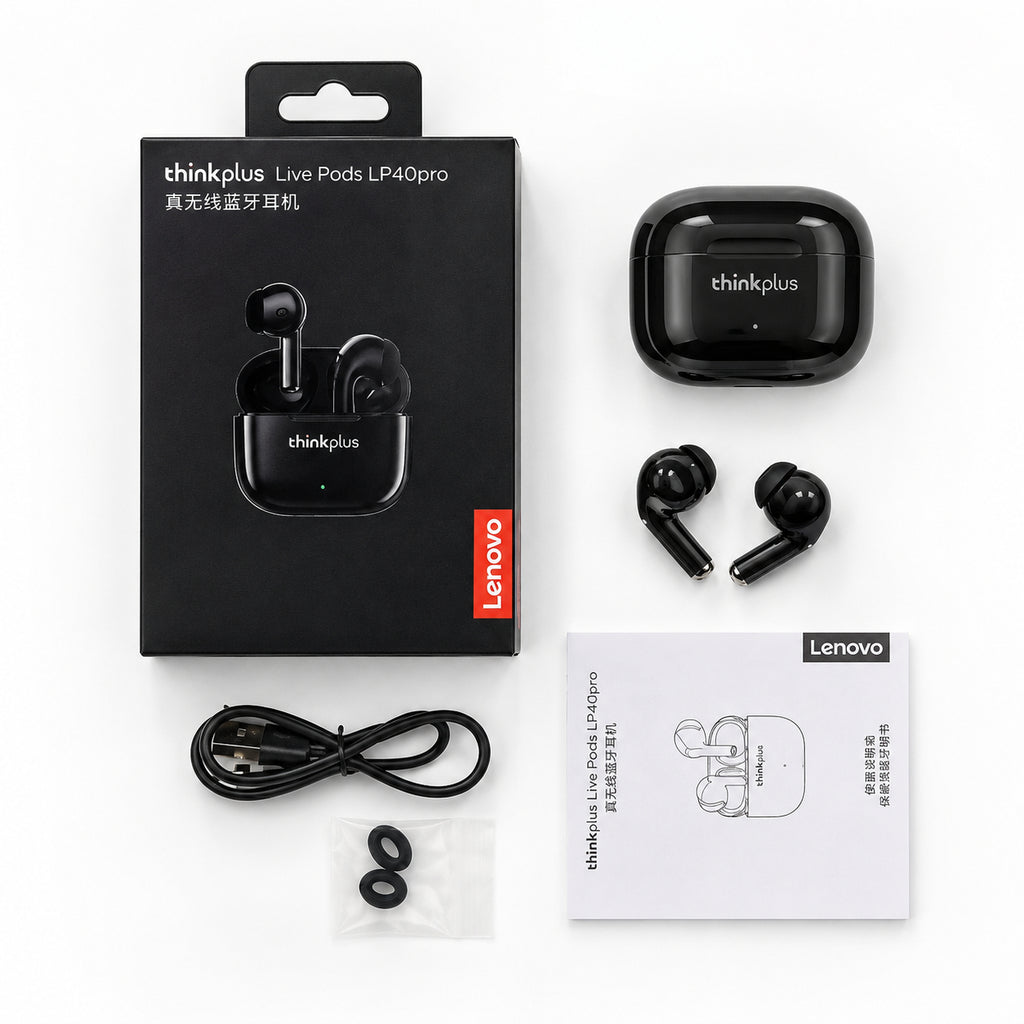 Lenovo LP40 Pro – Écouteurs Sans Fil Bluetooth 5.1 , Dual Micro , IPX5 , USB-C