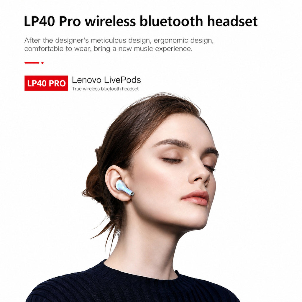 Lenovo LP40 Pro – Écouteurs Sans Fil Bluetooth 5.1 , Dual Micro , IPX5 , USB-C