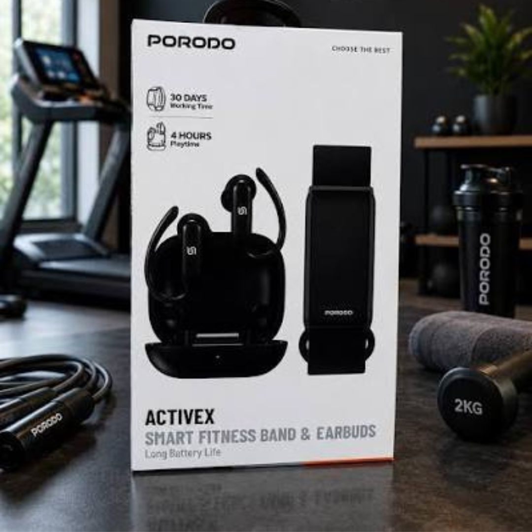 Porodo ActiveX – Bracelet Connecté + Écouteurs Bluetooth 6.0 Intégrés et Autonomie30 Jours