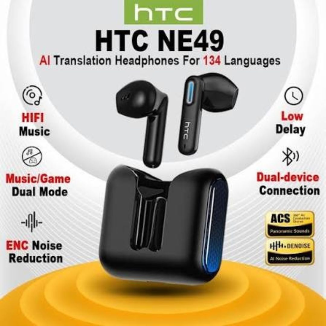 HTC NE49 – Écouteurs Bluetooth 6.0 avec Traduction IA, ENC & Mode Gaming