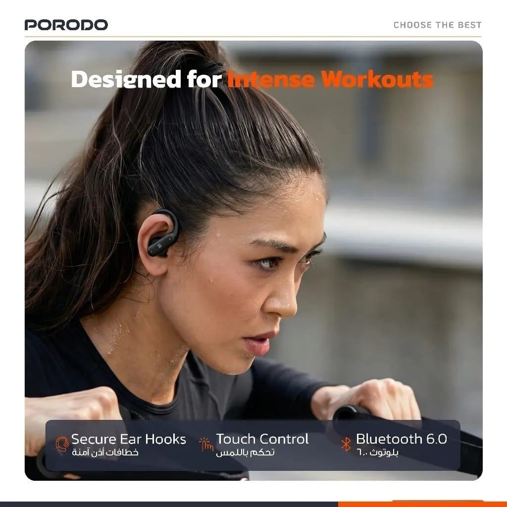 Porodo ActiveX – Bracelet Connecté + Écouteurs Bluetooth 6.0 Intégrés et Autonomie30 Jours