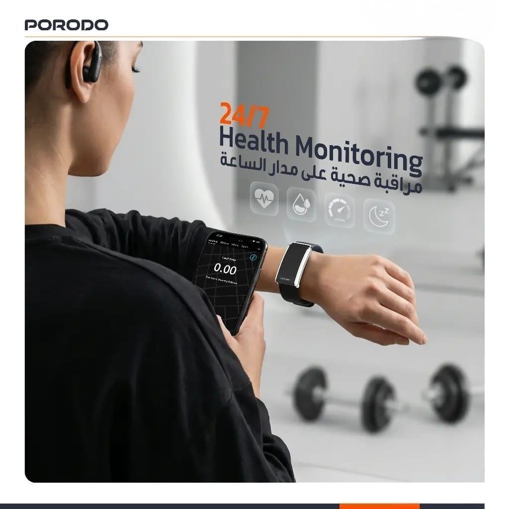 Porodo ActiveX – Bracelet Connecté + Écouteurs Bluetooth 6.0 Intégrés et Autonomie30 Jours