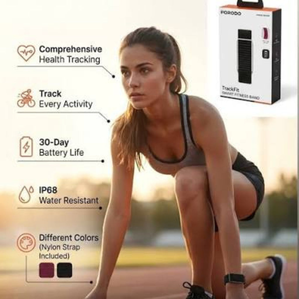 PORODO TrackFit – Bracelet Connecté Bluetooth 5.4 , Appels Bluetooth , IP68 ,2 Bracelets