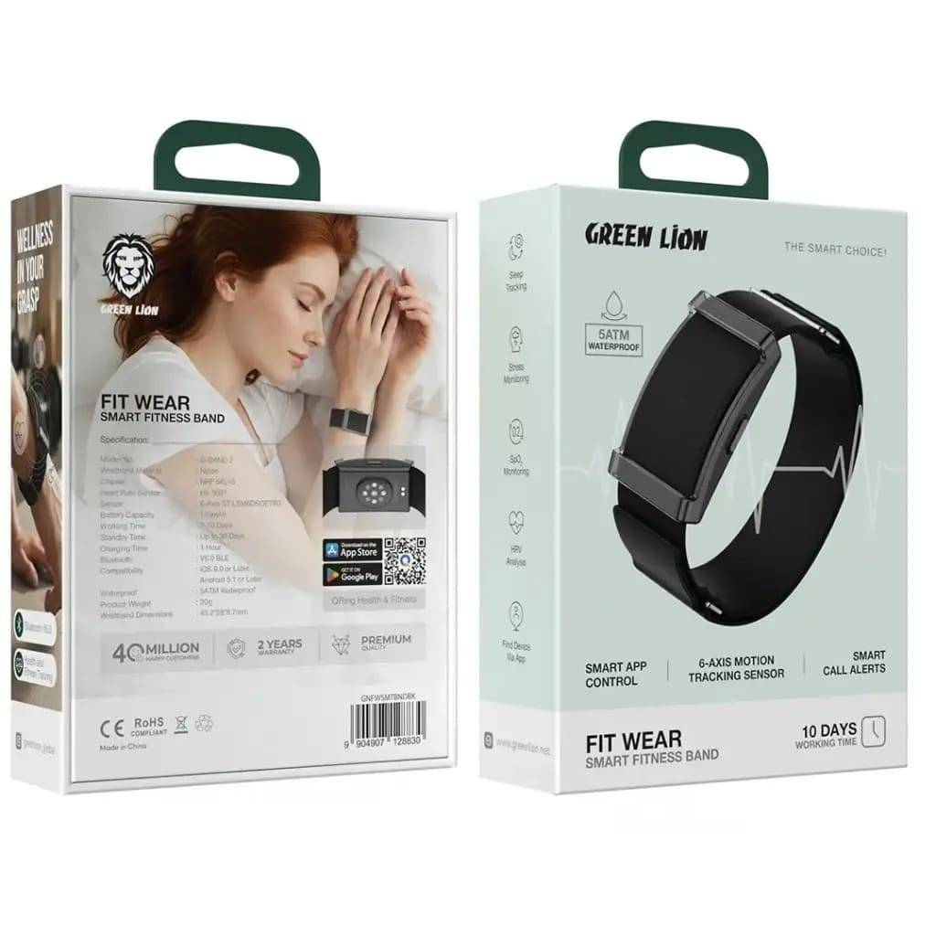 Green Lion Fit Wear – Bracelet Connecté Bluetooth 6.0 , Suivi Santé Complet , 5 ATM