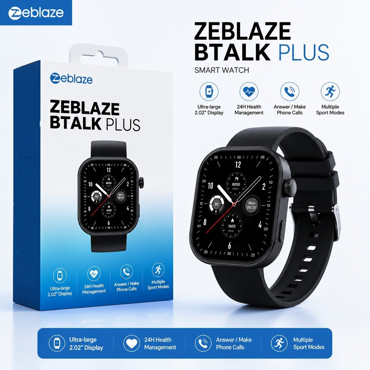 Zeblaze Btalk Plus – Montre Connectée avec Écran HD 2,03