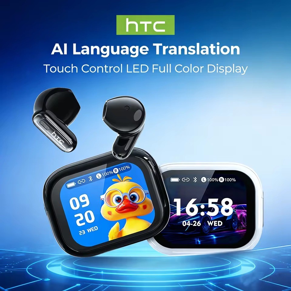 HTC NE68 – Écouteurs Bluetooth 6.0 avec Écran Tactile  et Traduction IA