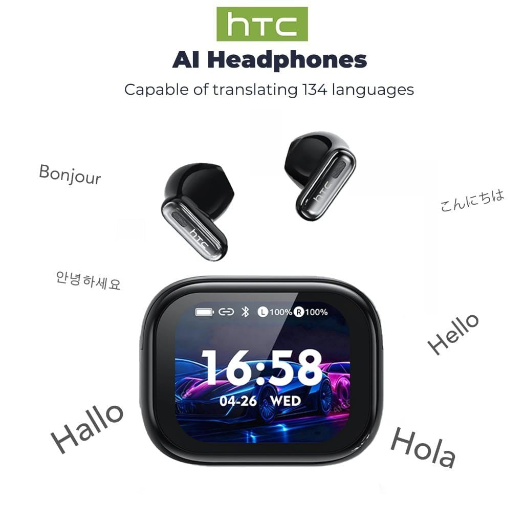 HTC NE68 – Écouteurs Bluetooth 6.0 avec Écran Tactile  et Traduction IA