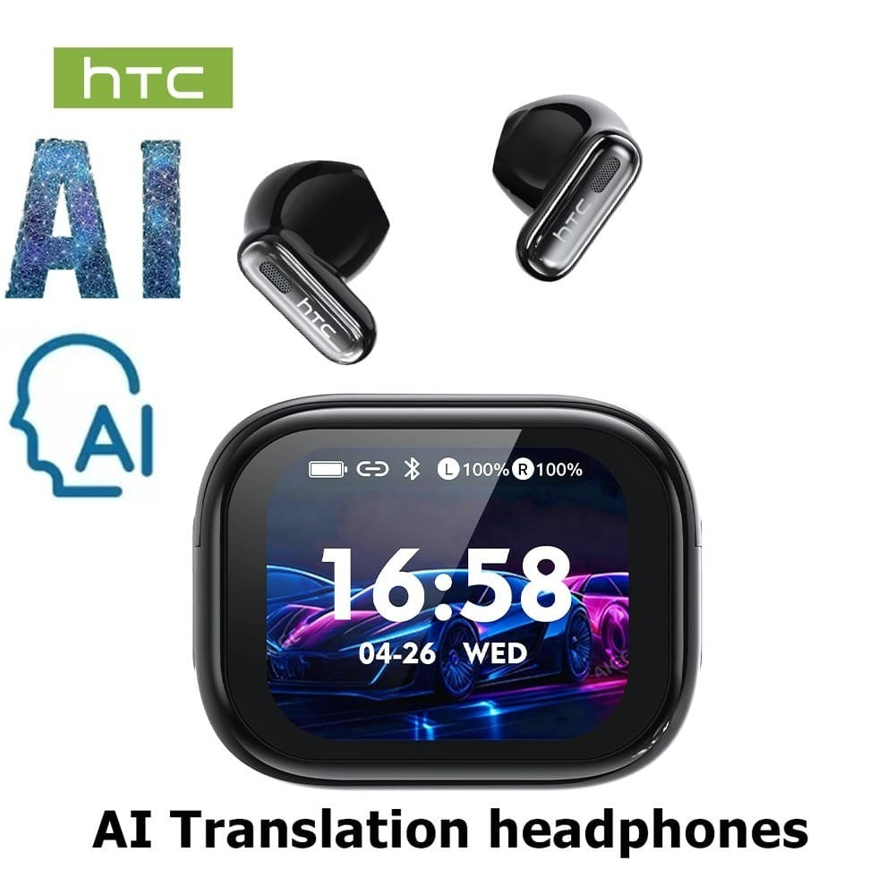 HTC NE68 – Écouteurs Bluetooth 6.0 avec Écran Tactile  et Traduction IA