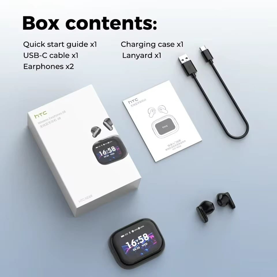 HTC NE68 – Écouteurs Bluetooth 6.0 avec Écran Tactile  et Traduction IA
