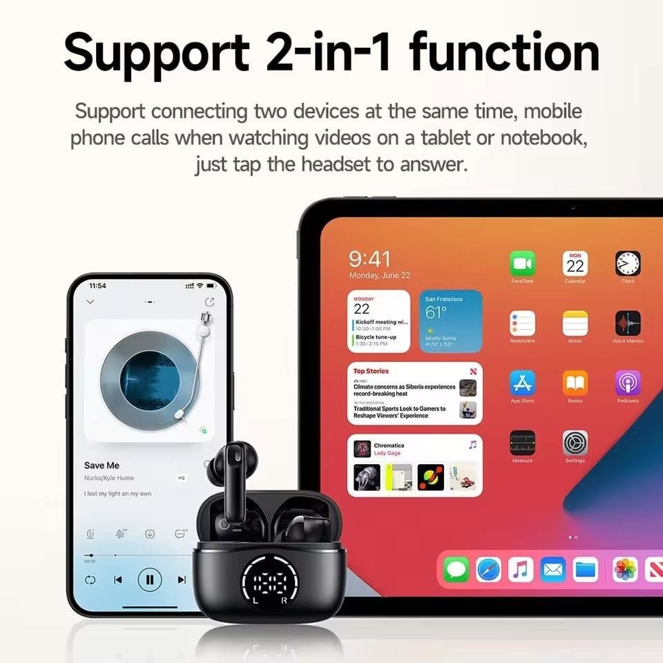 Hoco EQ22 Singer – Écouteurs Bluetooth 5.4 avec ANC & ENC avec Autonomie 35 Heures