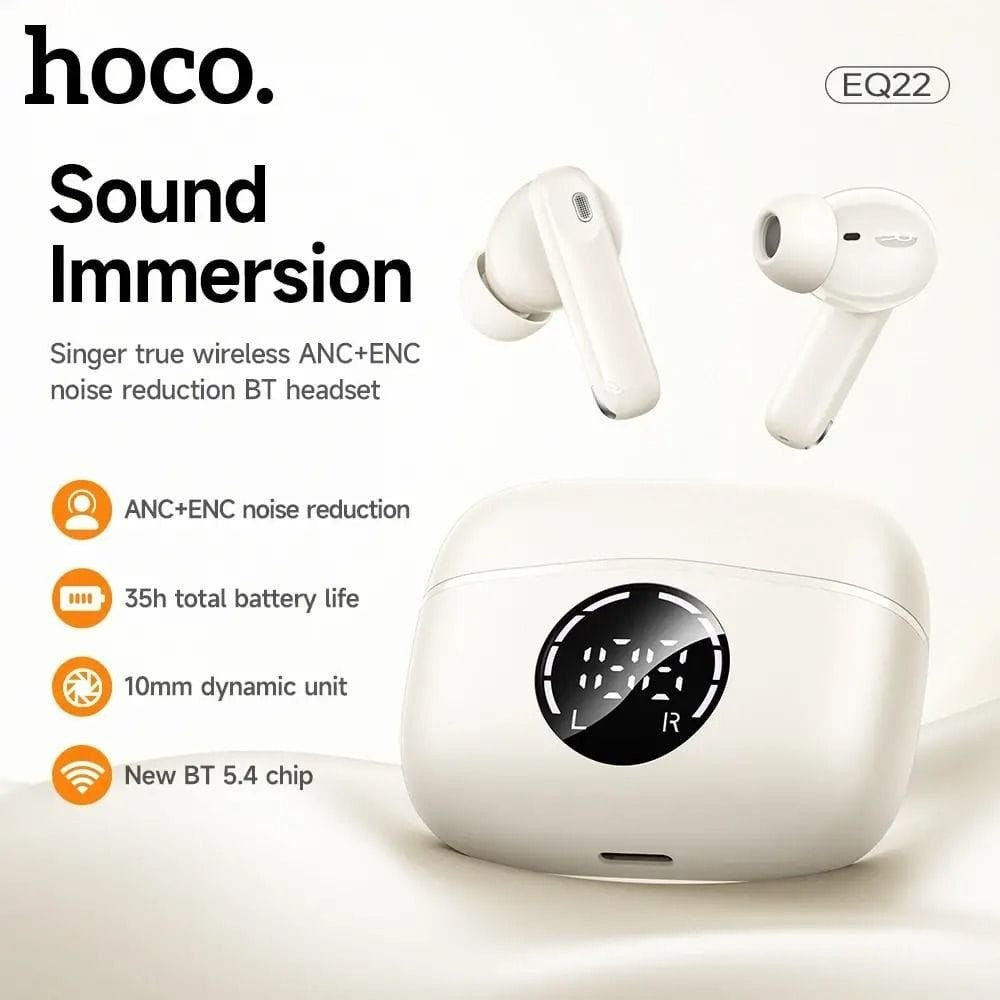 Hoco EQ22 Singer – Écouteurs Bluetooth 5.4 avec ANC & ENC avec Autonomie 35 Heures