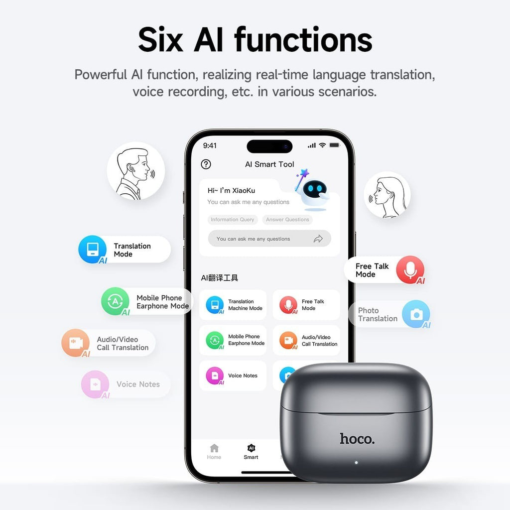 Hoco EQ27 (AI) – Écouteurs Bluetooth 5.4 avec ANC, ENC & Traduction IA