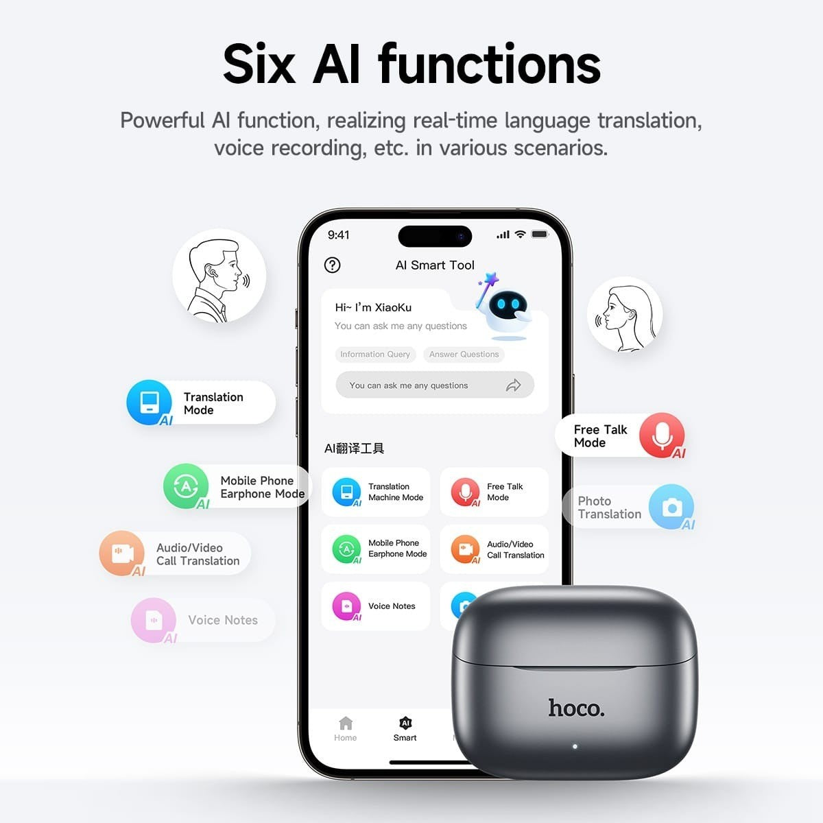 Hoco EQ27 (AI) – Écouteurs Bluetooth 5.4 avec ANC, ENC & Traduction IA