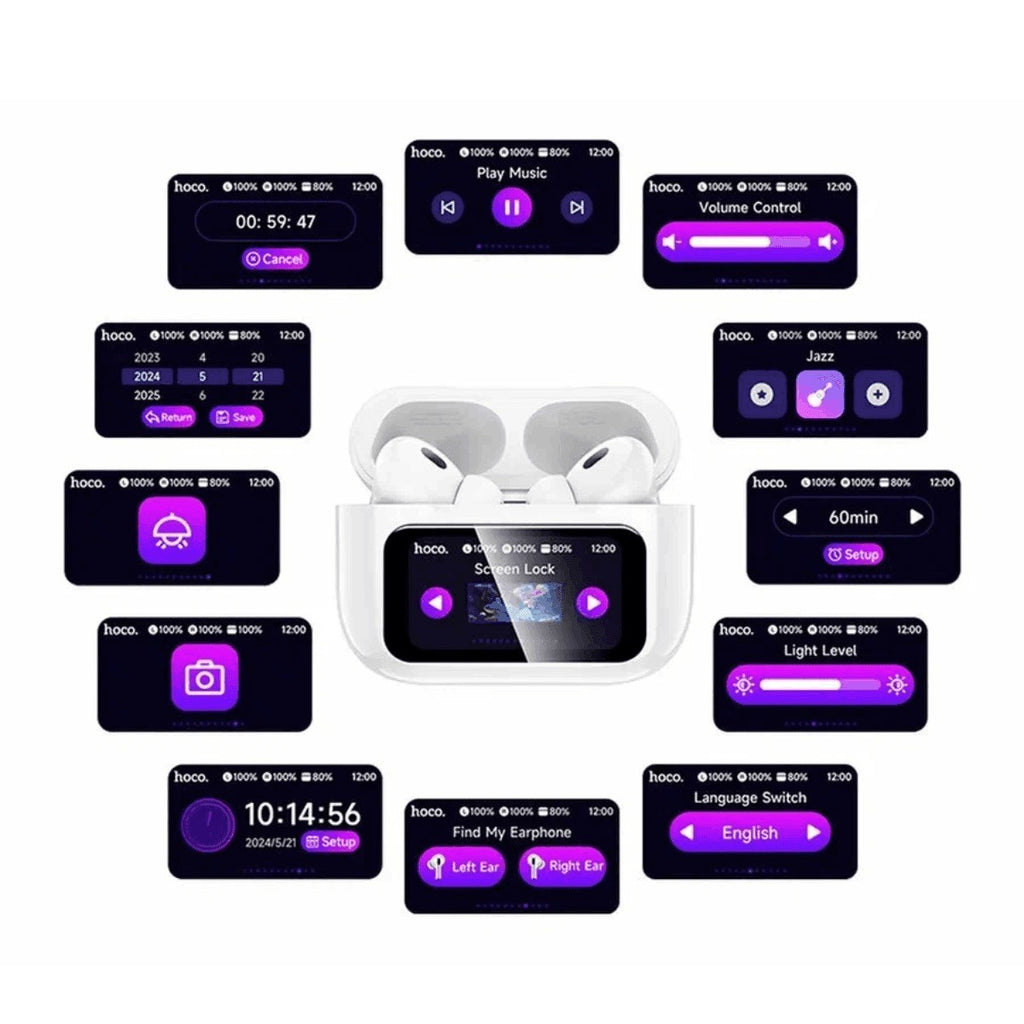 HOCO EW72 Lite – Écouteurs Bluetooth 5.4 avec Écran Tactile  LED