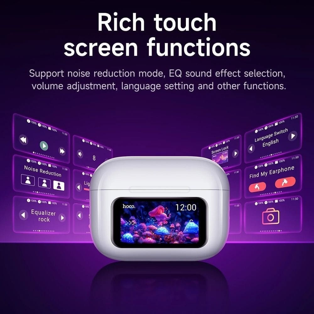 Hoco EW72 – Écouteurs Bluetooth 5.4 avec ANC avec  Écran Tactile LED