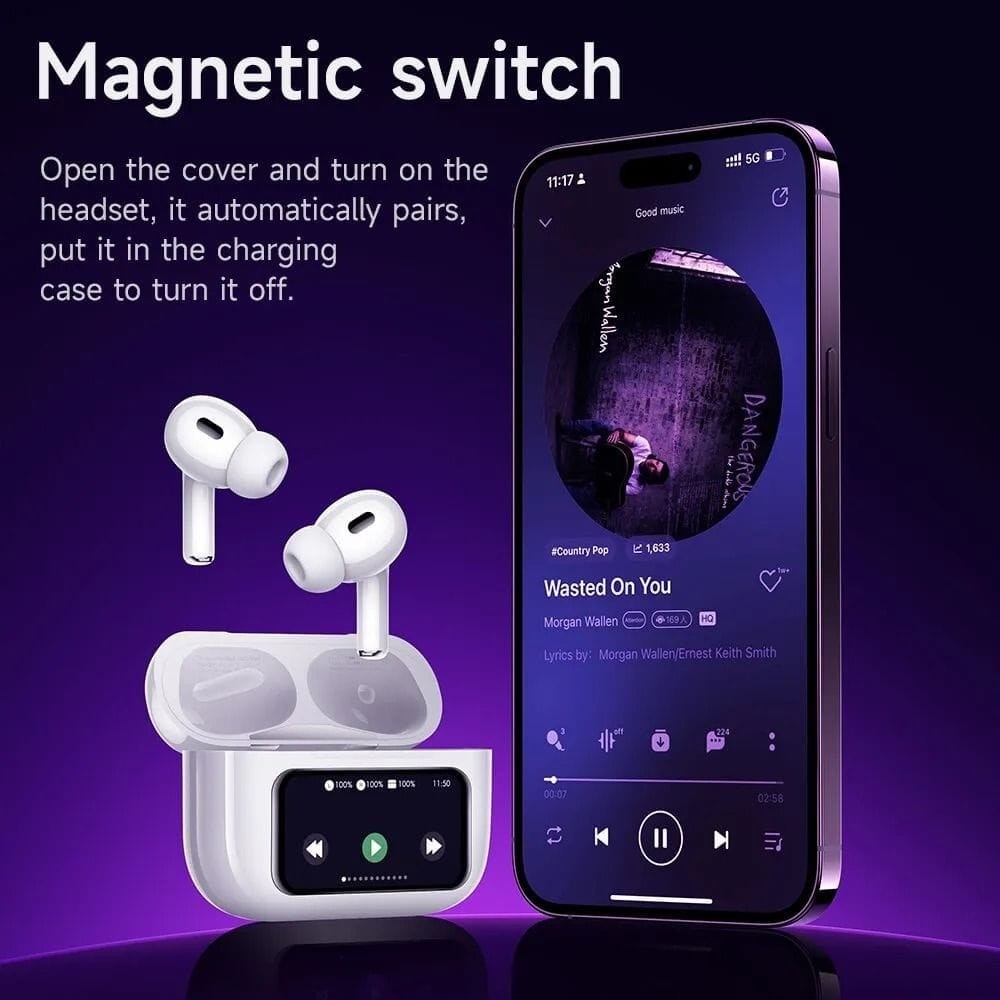 Hoco EW72 – Écouteurs Bluetooth 5.4 avec ANC avec  Écran Tactile LED