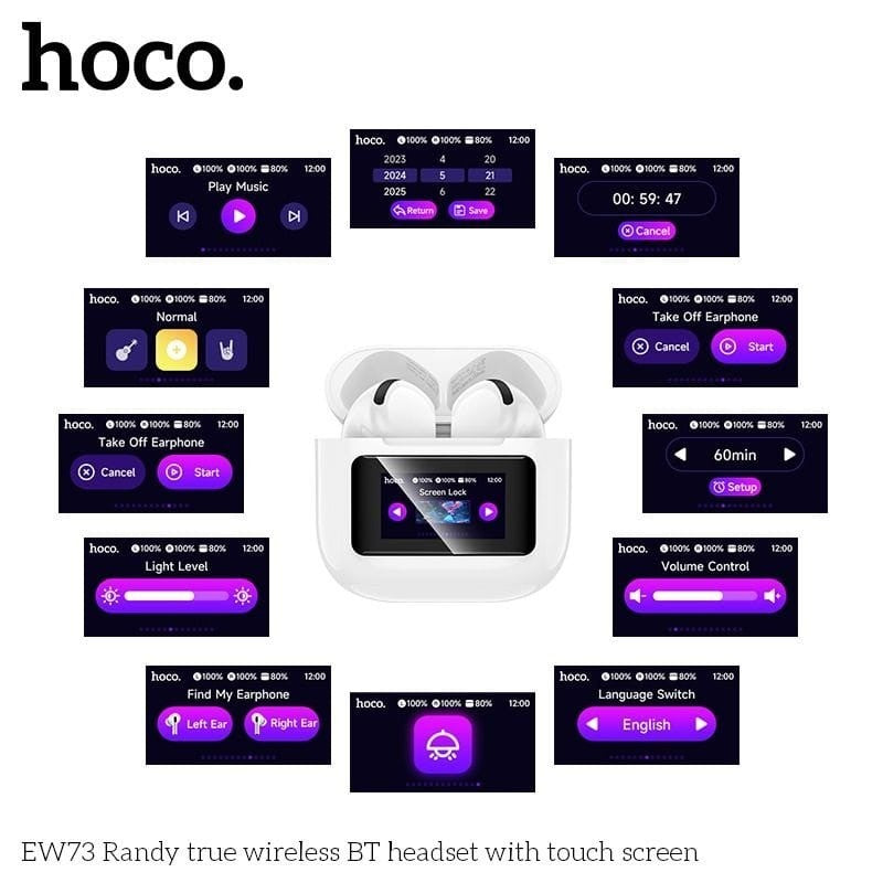 HOCO EW73  – Écouteurs Bluetooth 5.4 avec Écran Tactile Intelligent