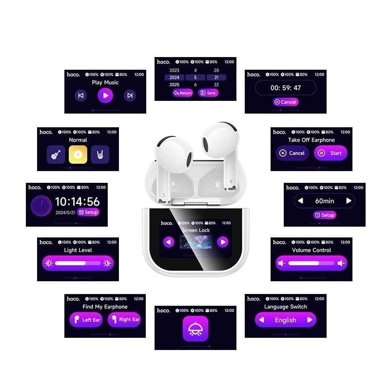 Hoco EW82 Sparkle – Écouteurs Bluetooth 5.4 avec Écran Tactile Intelligent
