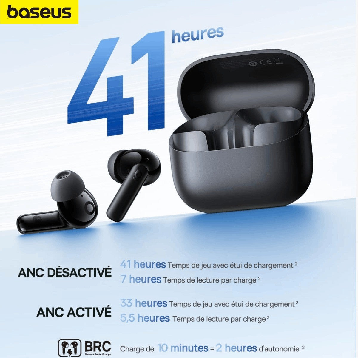 Baseus EP10 NC – Écouteurs Bluetooth 6.0 avec ANC & 4 Micros AI ENC