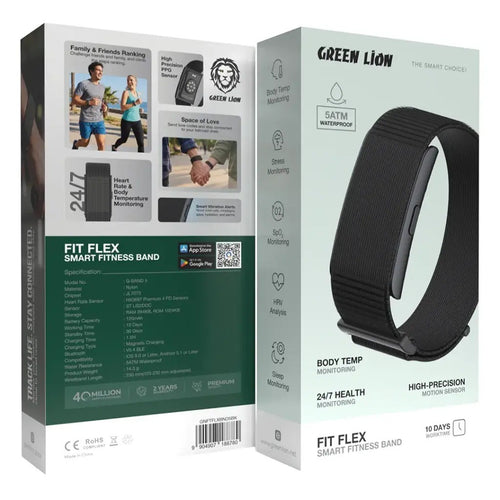 Green Lion Fit Flex – Bracelet Connecté Bluetooth 5.4 Et Autonomie 10 Jours
