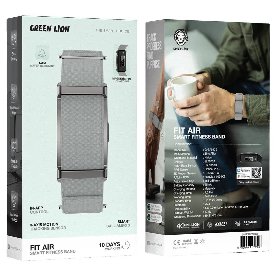 Green Lion Fit Air – Bracelet Connecté Bluetooth 5.4  Et Autonomie jusqu'à 10 Jours