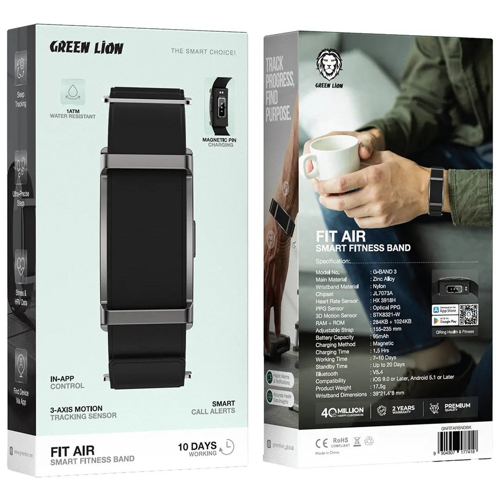 Green Lion Fit Air – Bracelet Connecté Bluetooth 5.4  Et Autonomie jusqu'à 10 Jours