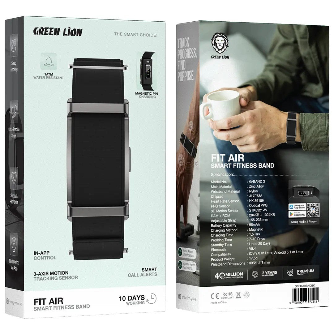 Green Lion Fit Air – Bracelet Connecté Bluetooth 5.4  Et Autonomie jusqu'à 10 Jours