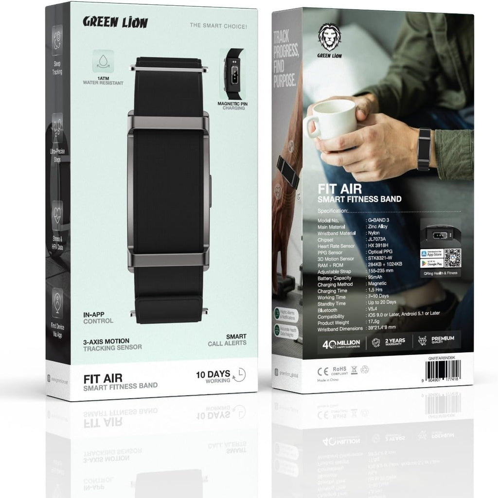 Green Lion Fit Air – Bracelet Connecté Bluetooth 5.4  Et Autonomie jusqu'à 10 Jours