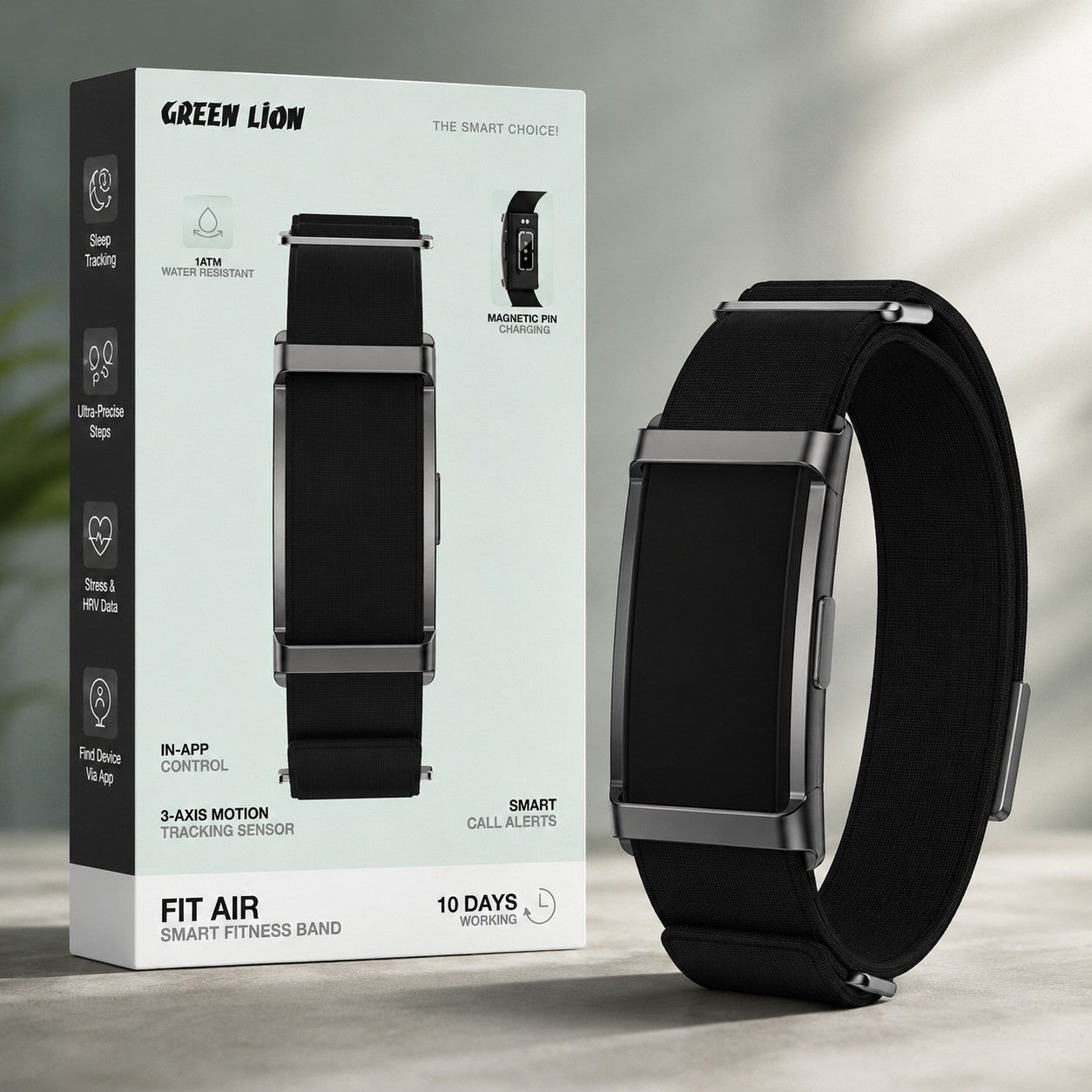 Green Lion Fit Air – Bracelet Connecté Bluetooth 5.4  Et Autonomie jusqu'à 10 Jours