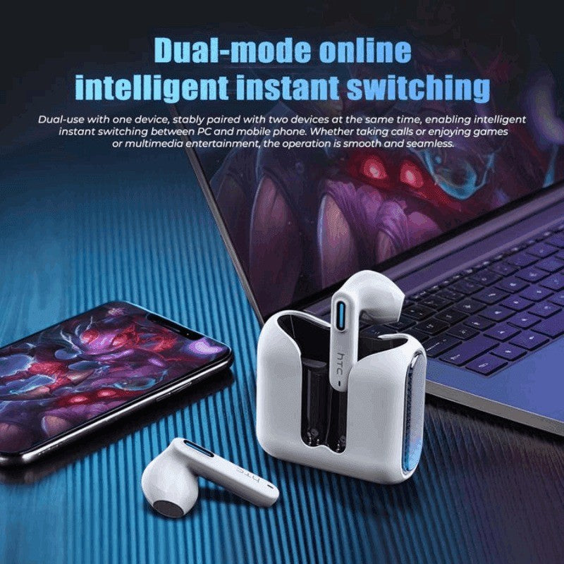 HTC NE49 – Écouteurs Bluetooth 6.0 avec Traduction IA, ENC & Mode Gaming