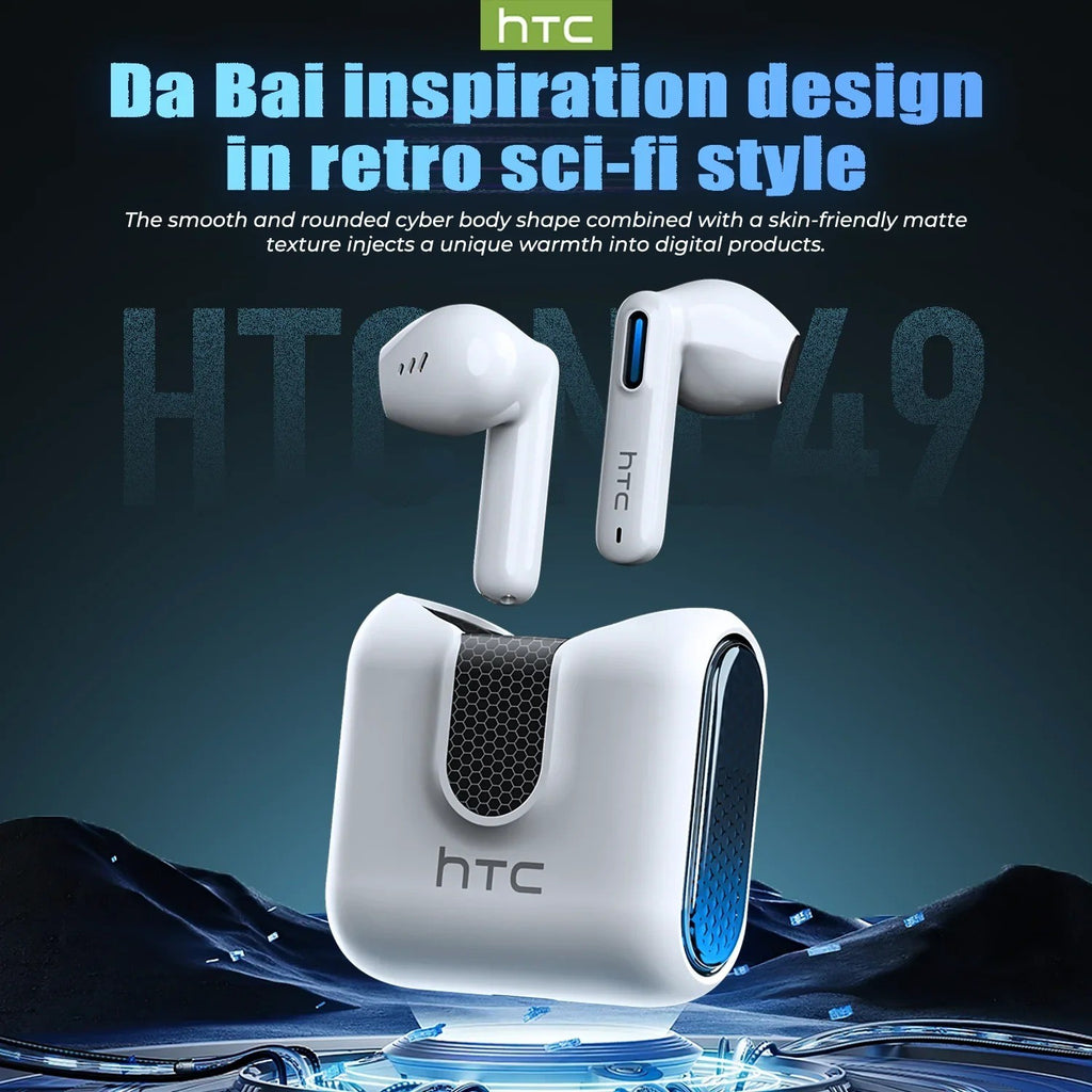 HTC NE49 – Écouteurs Bluetooth 6.0 avec Traduction IA, ENC & Mode Gaming