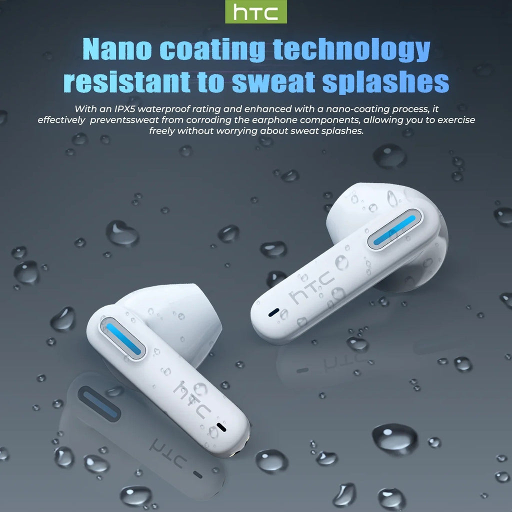 HTC NE49 – Écouteurs Bluetooth 6.0 avec Traduction IA, ENC & Mode Gaming