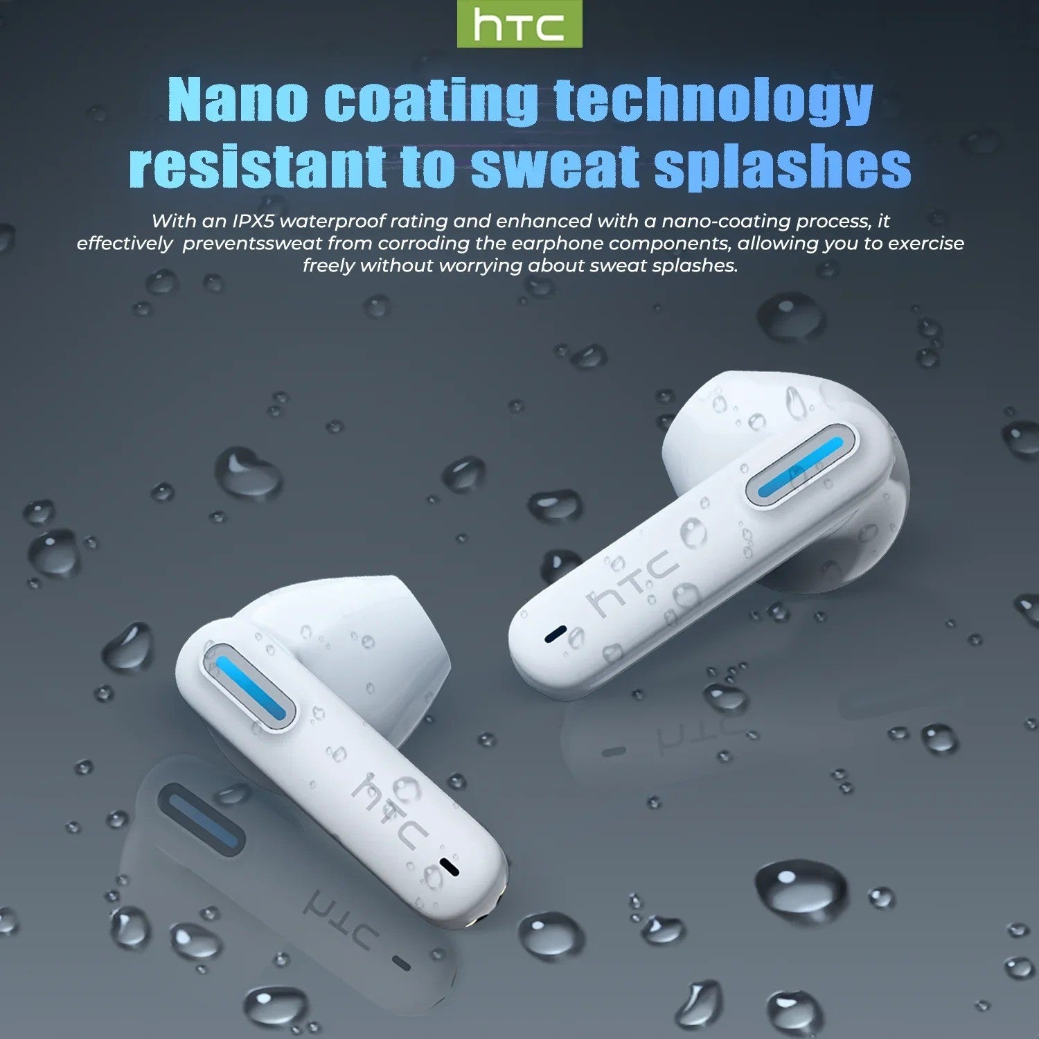 HTC NE49 – Écouteurs Bluetooth 6.0 avec Traduction IA, ENC & Mode Gaming