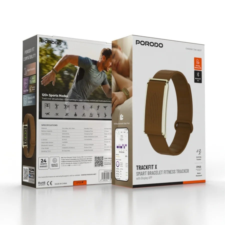Porodo TrackFit X – Bracelet Connecté avec Bluetooth 5.4 & 120+ Modes Sportifs