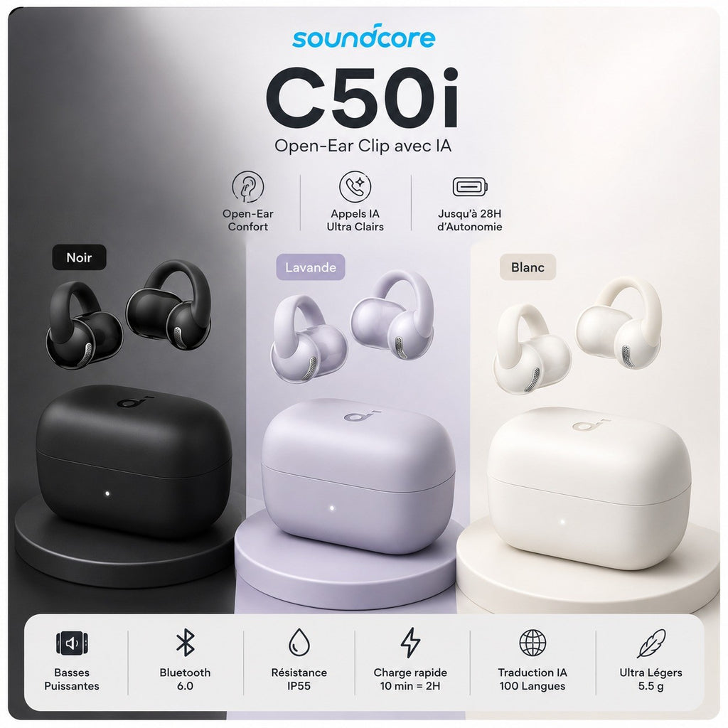 Anker Soundcore C50i – Écouteurs Bluetooth 6.0 avec traduction IA ET  28 h d’Autonomie