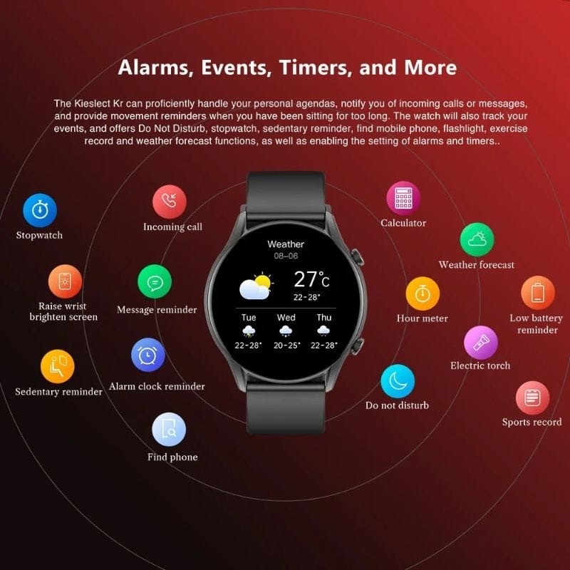 Kieslect KR – Smartwatch Semi-AMOLED 1,32″, Appels Bluetooth & 70 Modes Sportifs