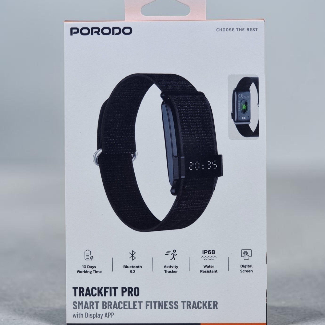 PORODO TrackFit Pro – Bracelet Connecté IP68 avec Autonomie jusqu'à 10 Jours