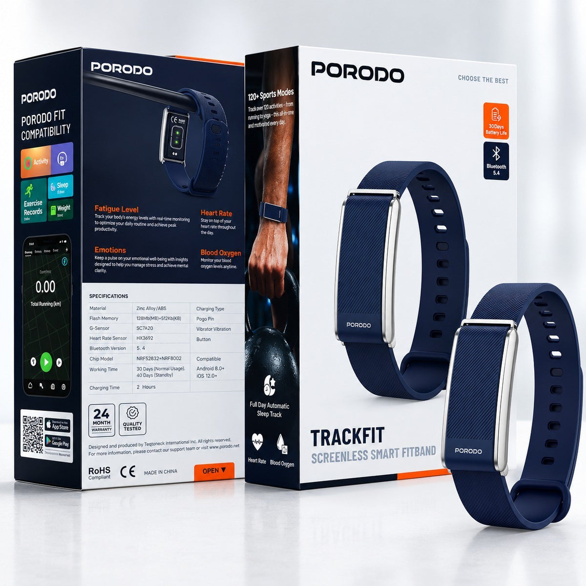 Porodo TrackFit – Bracelet Connecté Screenless Bluetooth 5.4