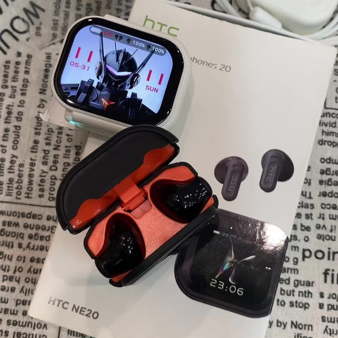 HTC NE20 – Écouteurs Gaming Bluetooth 6.0 avec Écran LCD Tactile & IA Intégrée