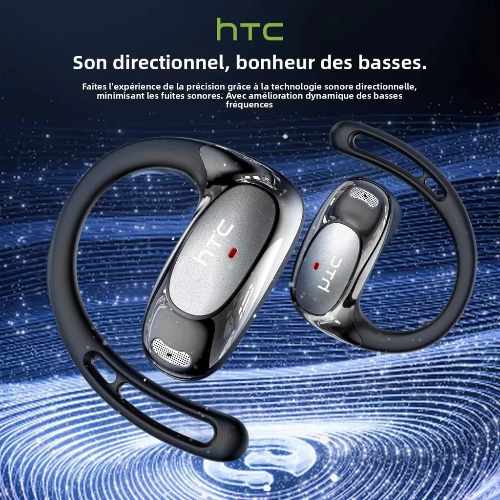 HTC NE35 – Écouteurs Bluetooth 6.0 Open-Ear avec Traduction IA en Temps Réel