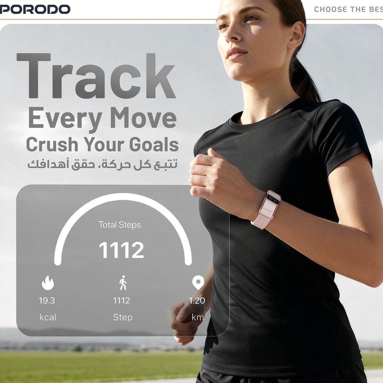 PORODO TRACKFIT PRO – Bracelet Connecté Bluetooth 5.2 IP68 avec Autonomie 10 Jours