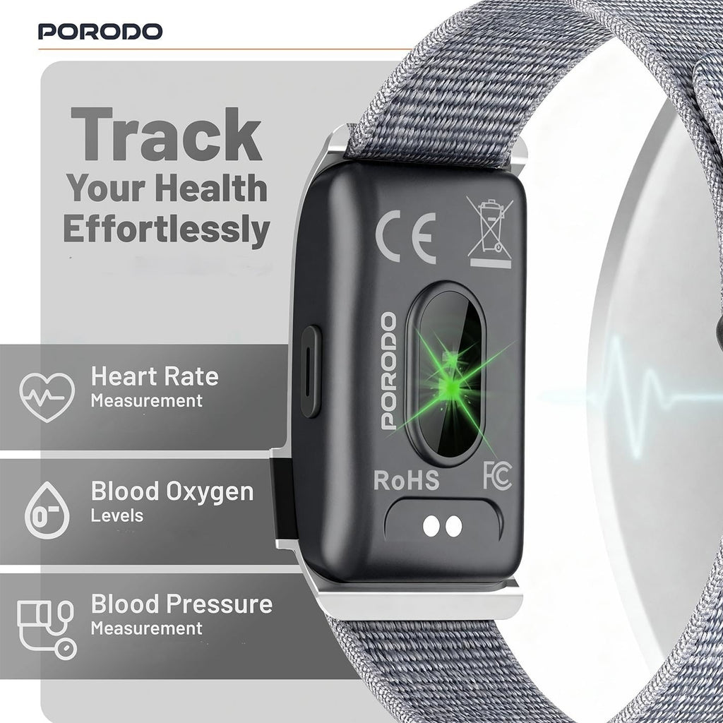 PORODO TRACKFIT PRO – Bracelet Connecté Bluetooth 5.2 IP68 avec Autonomie 10 Jours